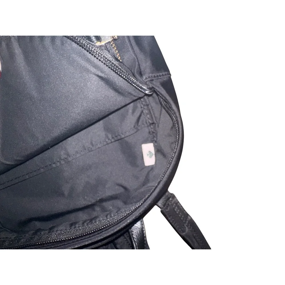 Kate Spade Black Nylon Mini‎ Backpack Spade Logo Zip Front Pocket